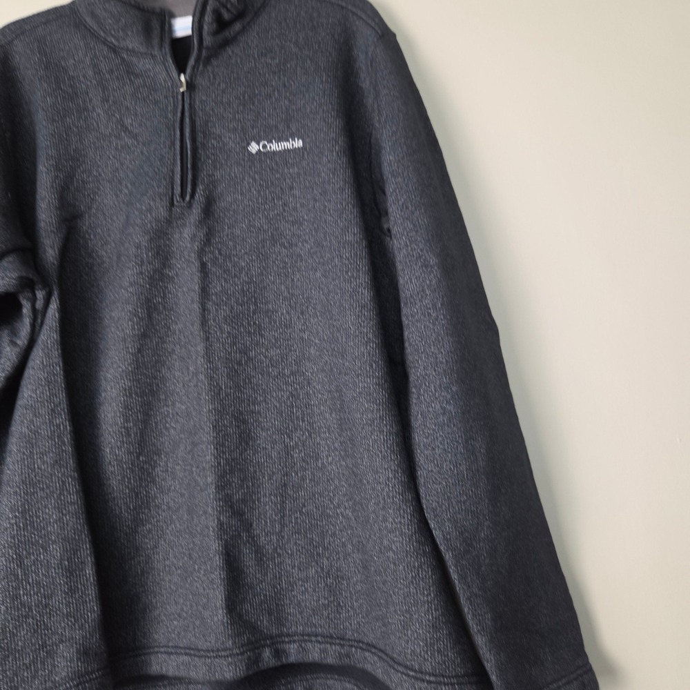 Columbia Mens XL Charcoal Gray Heathered Ribbed Quarter Zip Pullover Sweater